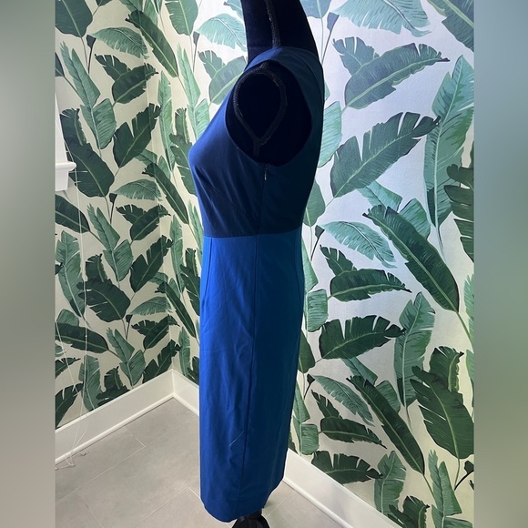 Diane Von Furstenberg Women’s Blue Colorblock Asymmetric Midi Tank Dress 4 - Picture 7 of 10